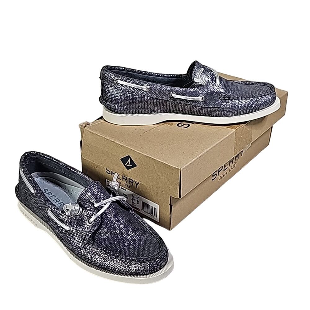 Sperry Vida Metallic Silver Boat Shoes Loafers Womens Size 6.5 NEW